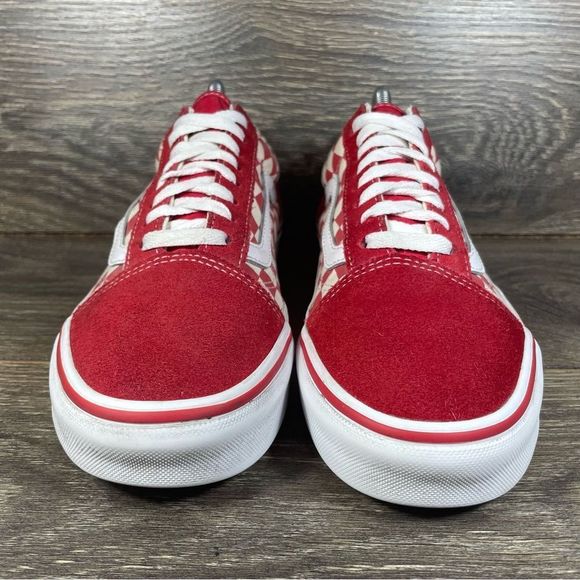 Vans Men's Size 9 Old Skool Red Primary Check Suede Canvas Sneakers Skate Shoes - Picture 2 of 8